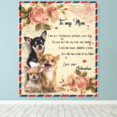 Aan mijn tante Dog Flower Gift, tante Birthday Gif Canvas Afdruk (Insitu (Houten vloer))