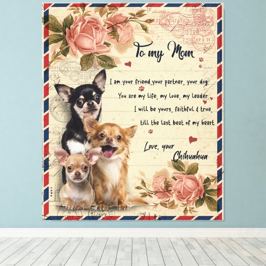 Aan mijn tante Dog Flower Gift, tante Birthday Gif Canvas Afdruk (Insitu (Houten vloer))