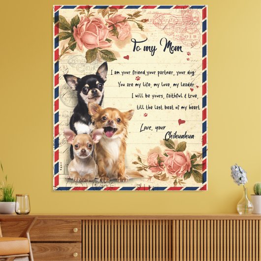 Aan mijn tante Dog Flower Gift, tante Birthday Gif Canvas Afdruk (Insitu (Woonkamer))