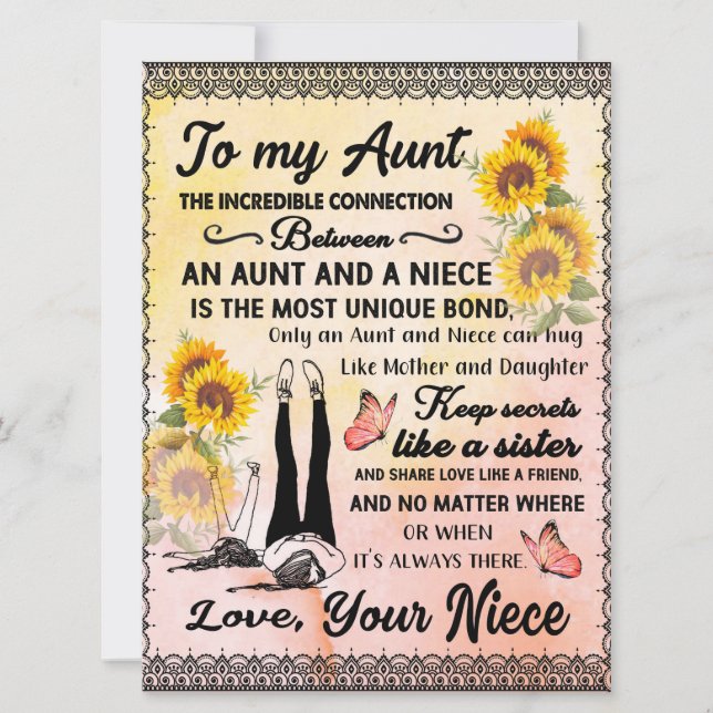 Aan mijn tante Gift, zonnebloem van Niece (Voorkant)