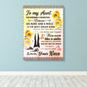 Aan mijn tante Gift, zonnebloem van Niece Canvas Afdruk (Insitu (Houten vloer))