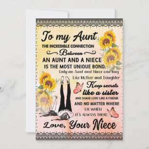 Aan mijn tante Gift, zonnebloem van Niece Feestdagenkaart