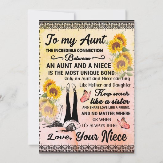 Aan mijn tante Gift, zonnebloem van Niece Feestdagenkaart (Voorkant)