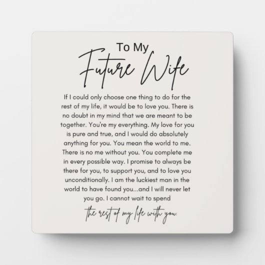 Aan mijn toekomstige vrouw fotoplaat (Voorkant)