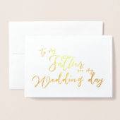 Aan mijn vader op mijn trouwdag chique script folie kaarten (Voorkant met envelop)