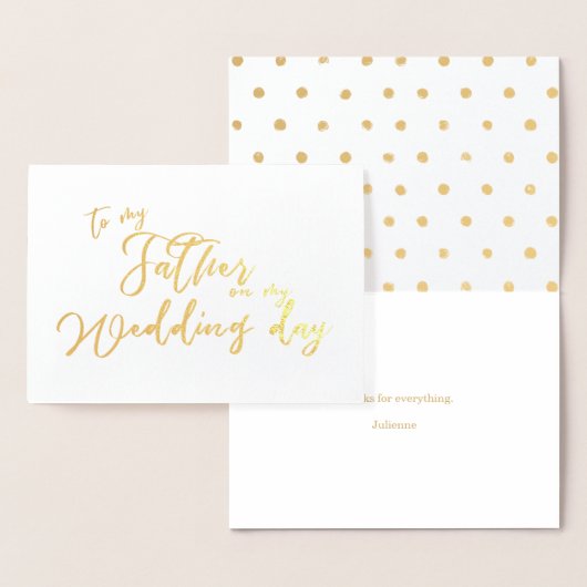 Aan mijn vader op mijn trouwdag chique script folie kaarten (Display)