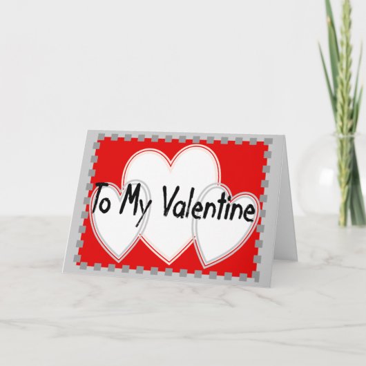 Aan Mijn Valentijn 3 witte harten Feestdagen Kaart (Voorkant)