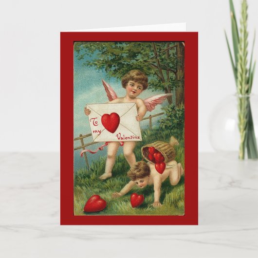 Aan mijn Valentijn Cherub met liefdesbrief Feestdagen Kaart (Voorkant)