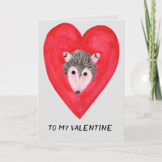 Aan mijn Valentijn, Cute Possum Face in Red Heart Kaart (Voorkant)