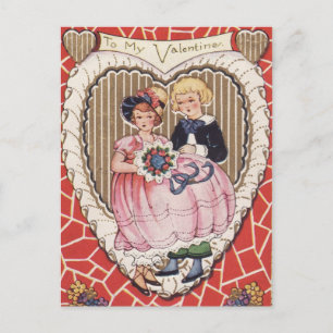 Aan mijn Valentijn-Edwardian Kinderretro Briefkaar Feestdagenkaart