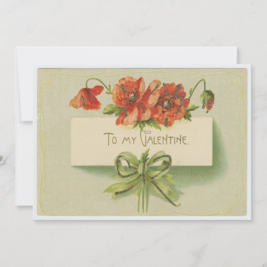  Aan mijn Valentijn rode klaprozen groen Feestdagenkaart (Voorkant)