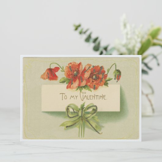  Aan mijn Valentijn rode klaprozen groen Feestdagenkaart (Staand voorkant)