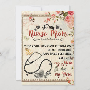 Aan mijn verpleegster mam Gift, Floral Love Letter Feestdagenkaart