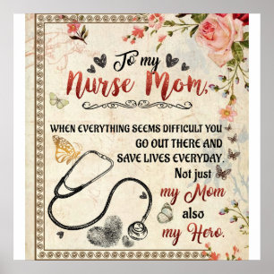 Aan mijn verpleegster mam Gift, Floral Love Letter Poster
