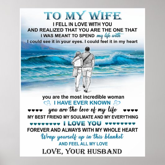 Aan mijn vrouw Beach Gift, vrouw Birthday, paarse  Poster (Voorkant)