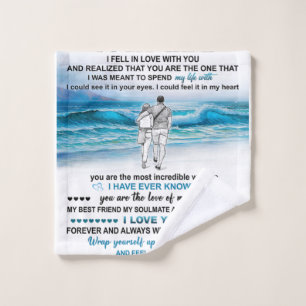 Aan mijn vrouw Beach Gift, vrouw Birthday, paarse Washandje