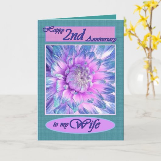 Aan mijn vrouw - Happy 2nd Jubileum Kaart (Gele Bloem)