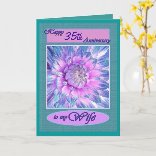 Aan mijn vrouw - Happy 35th Jubileum Kaart (Gele Bloem)