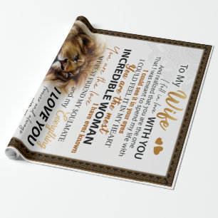 Aan mijn vrouw Lion Gift, Love Wife Birthday Gift Cadeaupapier