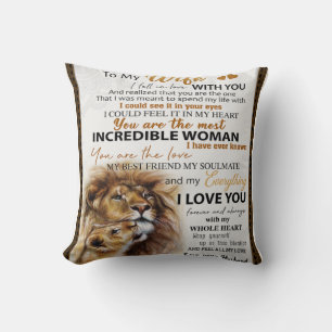 Aan mijn vrouw Lion Gift, Love Wife Birthday Gift Kussen