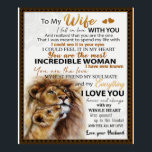 Aan mijn vrouw Lion Gift, Love Wife Birthday Gift  Poster<br><div class="desc">Aan mijn vrouw Lion Gift,  Love Wife Birthday Gift Idee</div>