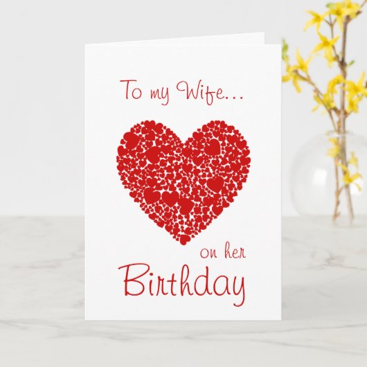 Aan mijn vrouw op haar verjaardag - Red Hearts Rom Kaart (Gele Bloem)