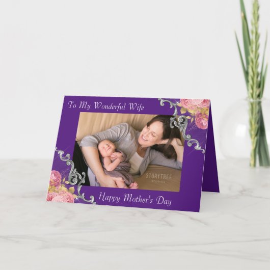 Aan mijn vrouw op Moederdag met foto Kaart (Voorkant)