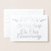 Aan mijn vrouw op onze Jubileum Silver Foil kaart (Voorkant met envelop)