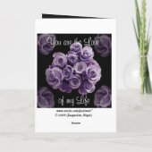 Aan mijn vrouw Paarse Rozen blij Jubileum Kaart (Achterkant)