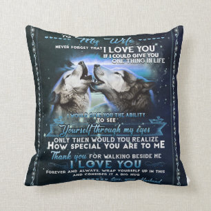 Aan mijn vrouw van Husband Wolf Lover Blanket Gift Kussen