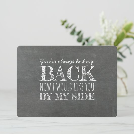 Aan mijn zijde grappig bruidsmeisje voorstel kaart (Staand voorkant)