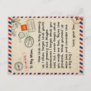 Aan mijn zoon Gift, mam en zoon, liefdesbrief aan  Aankondigingskaart