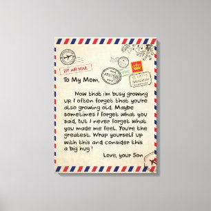 Aan mijn zoon Gift, mam en zoon, liefdesbrief aan  Canvas Afdruk