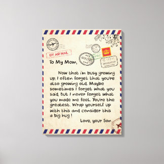 Aan mijn zoon Gift, mam en zoon, liefdesbrief aan Canvas Afdruk