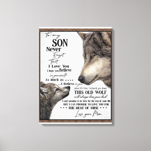 Aan mijn zoon Gift, mam en zoon, liefdesbrief aan  Canvas Afdruk (Voorkant)