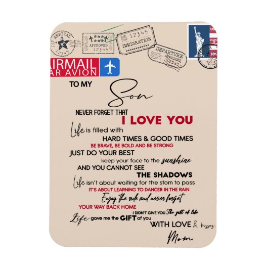 Aan mijn zoon Gift, mam en zoon, liefdesbrief aan  Magneet (Verticaal)