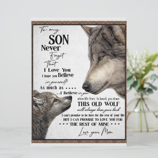 Aan mijn zoon Gift, mam en zoon, liefdesbrief aan Menu (Staand voorkant)