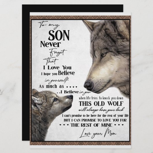 Aan mijn zoon Gift, mam en zoon, liefdesbrief aan  Menu (Voorkant / Achterkant)