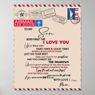 Aan mijn zoon Gift, mam en zoon, liefdesbrief aan Poster