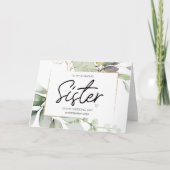 Aan mijn zus bruiloft dank u van bruiden bruidegom kaart (Voorkant)