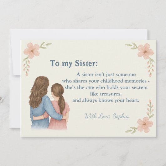 Aan mijn zus – gepersonaliseerde foto-uitnodiging kaart (Voorkant)