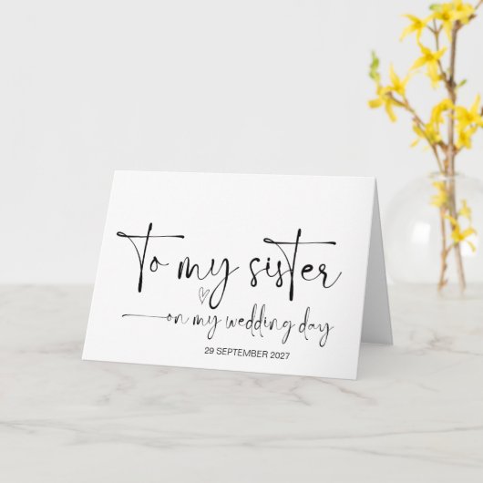 Aan mijn zus op huwelijksdag Dank u bruid bruidego Kaart (Gele Bloem)