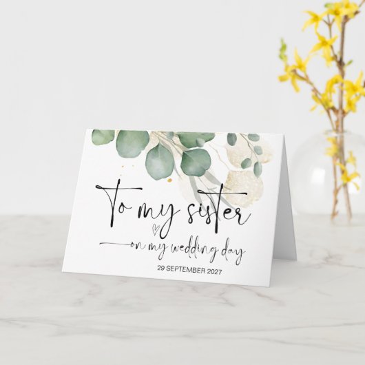 Aan mijn zus op huwelijksdag Dank u bruid bruidego Kaart (Gele Bloem)