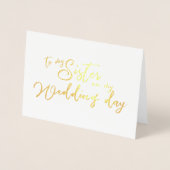 Aan mijn zus op mijn trouwdag chic script folie kaarten (Voorkant)