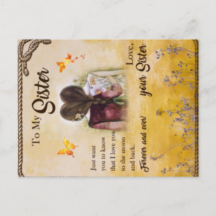 Aan mijn zuster Gift, Butterfly Lovers, Floral Sib Aankondigingskaart