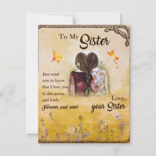 Aan mijn zuster Gift, Butterfly Lovers, Floral Sib Kaart