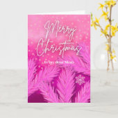 Aan Moeder Vrolijk Kerstfeest in Roze met dennenta Kaart (Gele Bloem)