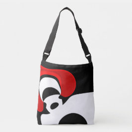 Aan Mr. Redd: Abstract zwart, wit & rood Crossbody Tas