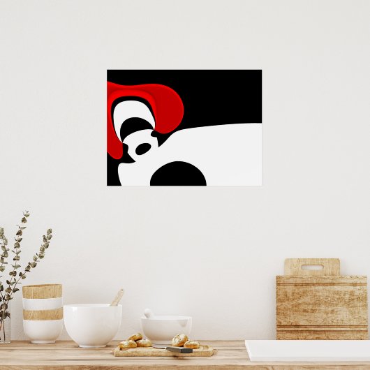 Aan Mr. Redd: Abstract zwart, wit & rood Poster (Keuken)