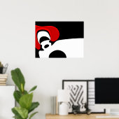 Aan Mr. Redd: Abstract zwart, wit & rood Poster (Thuiskantoor)